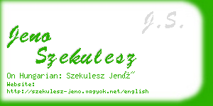 jeno szekulesz business card